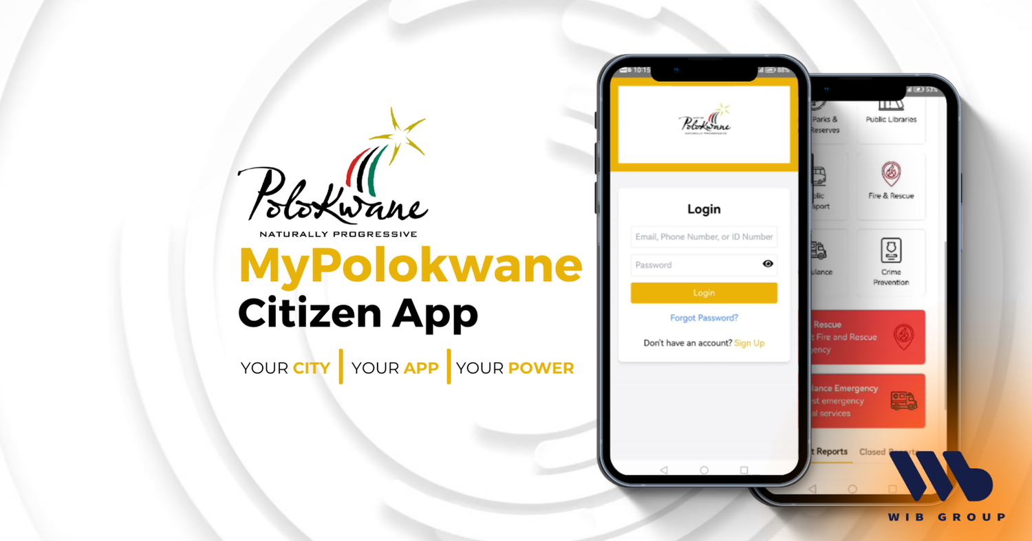 Mobile devices showing the MyPolokwane Citizen App